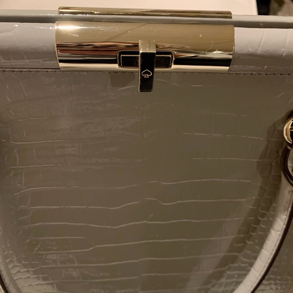 Kate Spade Light Gray Croc-Embossed Satchel Knightsbridge Constantine - Picture 6 of 10